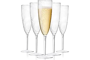 6 Oz Clear Plastic Champagne Glasses 16 Pack, Disposable Champagne Flute for Parties