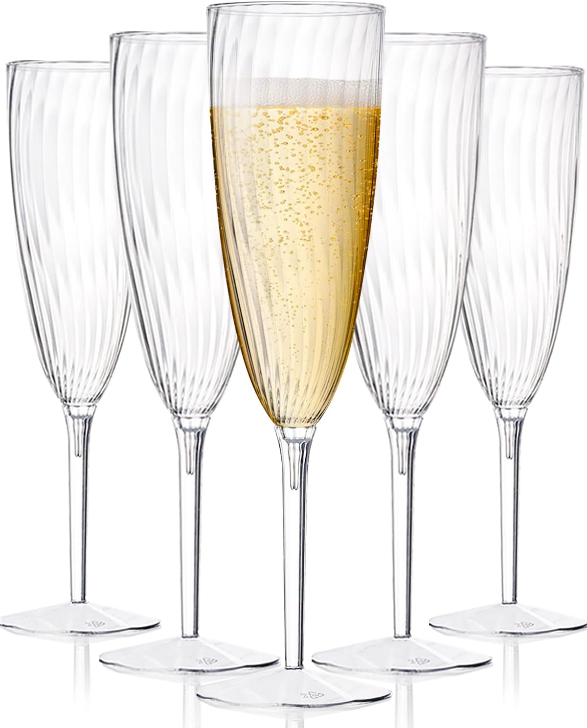 6 Oz Clear Plastic Champagne Glasses 16 Pack, Hard Disposable Plastic Champagne Flute Ideal for Home Daily Life Party Wedding Toasting Drinking Champagnes,New Years Eve Party Supplies