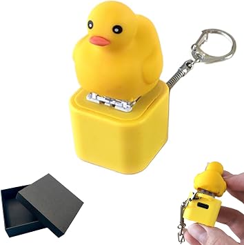Duck Quacking Fidget Toy - Rechargeable Quacking Duck Keychain, Quacking Duck Stress Reliever with Colorful Lights, Fun & Portable Anxiety Relief Toy Quacking Duck