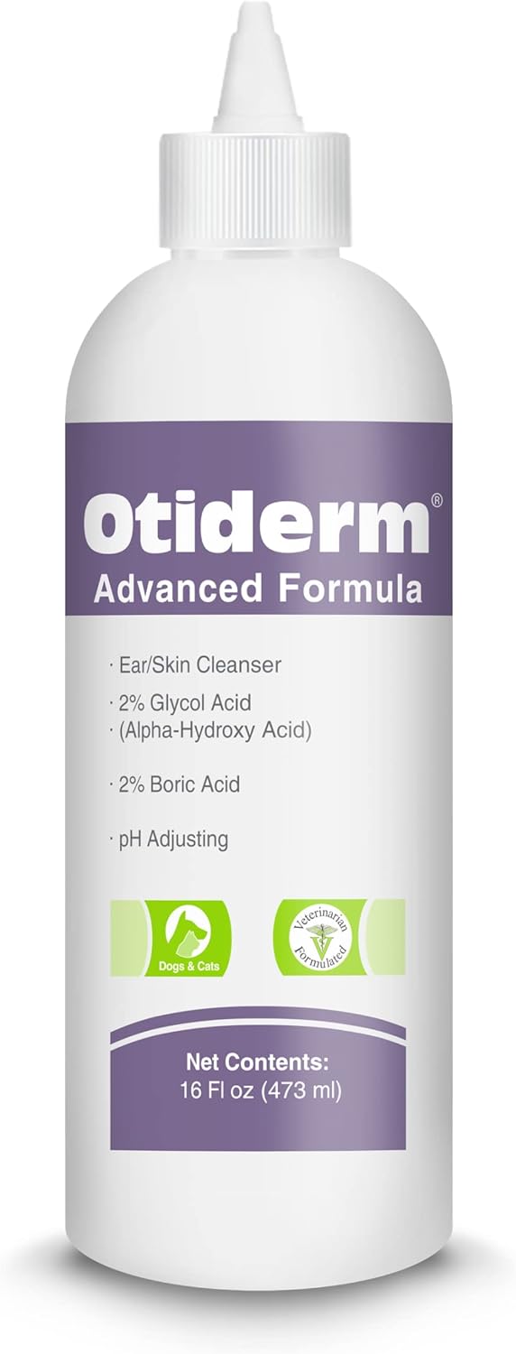 Otiderm Advanced Formula for Dogs and Cats - Deodorize and Gently Clean - Anti-Irritant Formula with Neutral pH and Aloe Vera - Healthy Ears - 16 fl oz : Pet Supplies