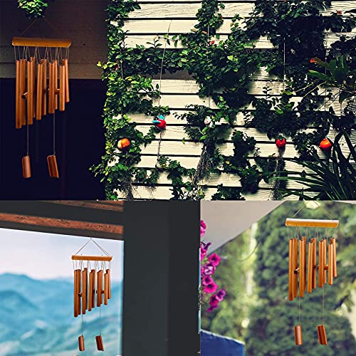 Image of Wind Chimes, Handmade Bamboo Wind Chimes, Classic Style, Wood Wind Chime, Large Deep Tone Wind Bells, with Natural Relaxing Soothing Sound, Indoor Outdoor Wooden, for Garden and Home Decoration