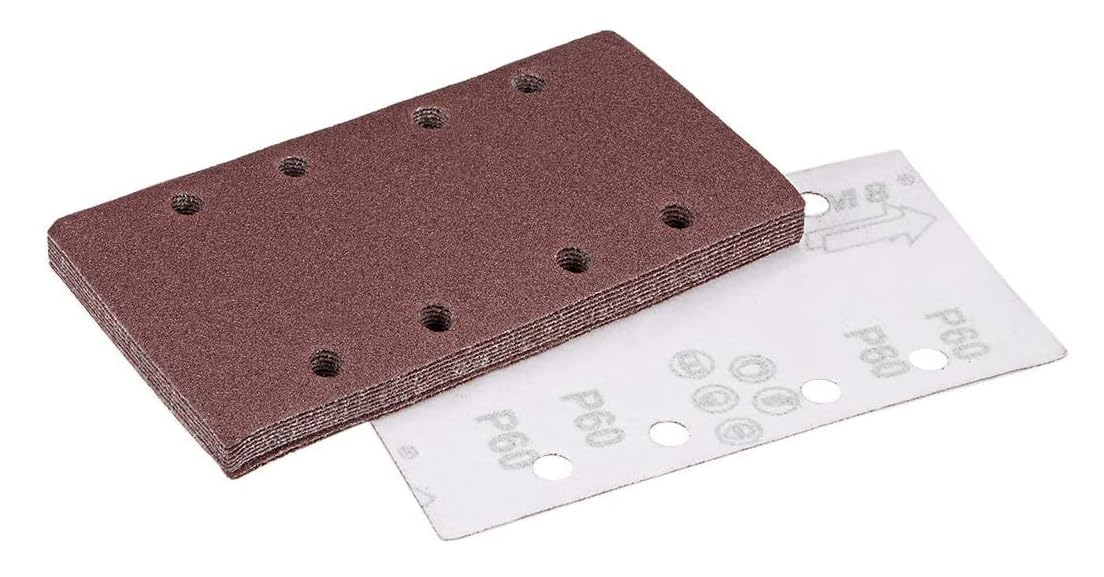 MACHSWON 60 Grit Sanding Sheet Sander Sandpaper Hook and Loop Pads 8 Hole 10pcs for 1/3 sander — image 1