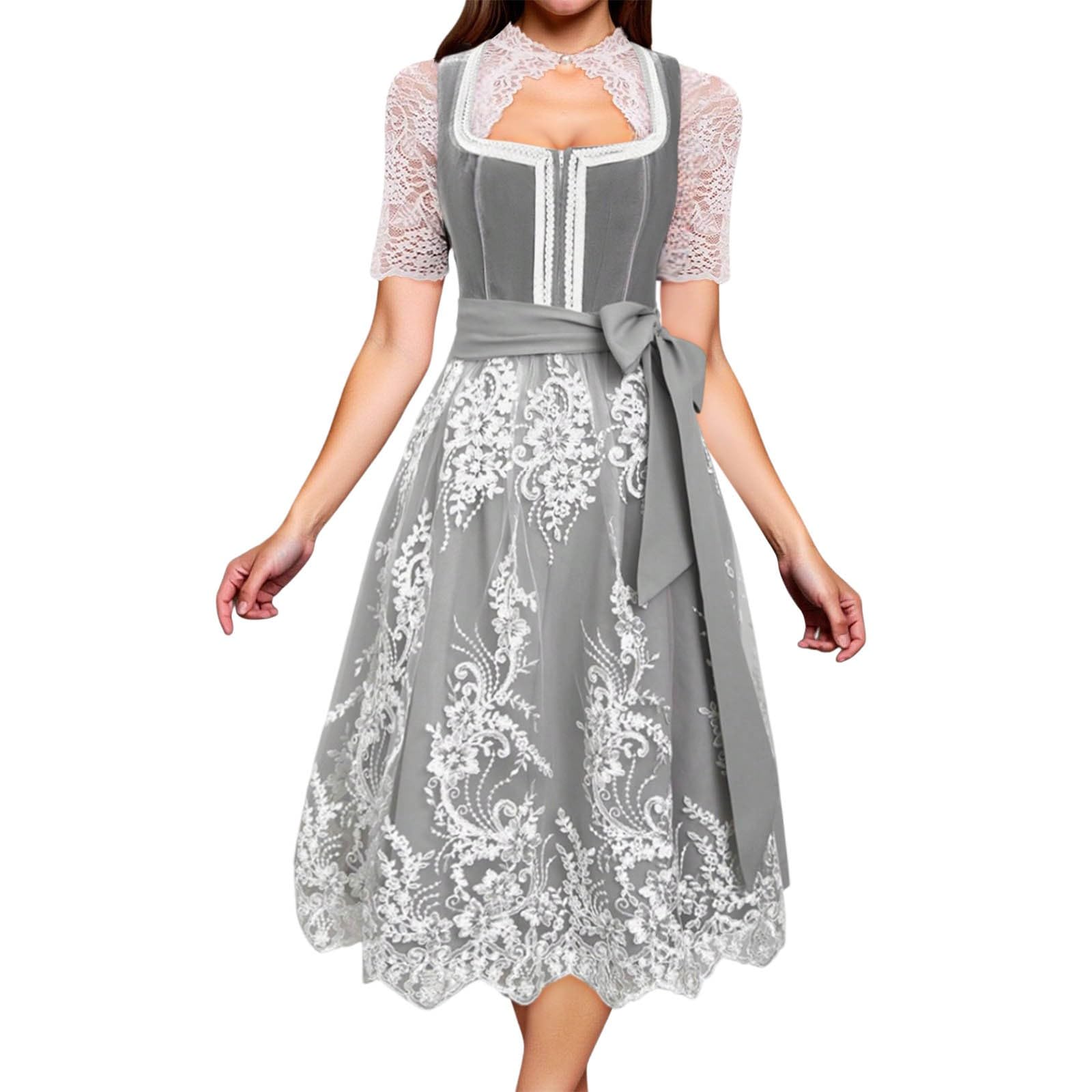 2025 Dirndl für Damen, Oktoberfest-Kleid für Bayerisch, 2-teiliges Halloween-Kostüm, Spitze, deutsche Karnevals-Outfits, Größe S-5XL