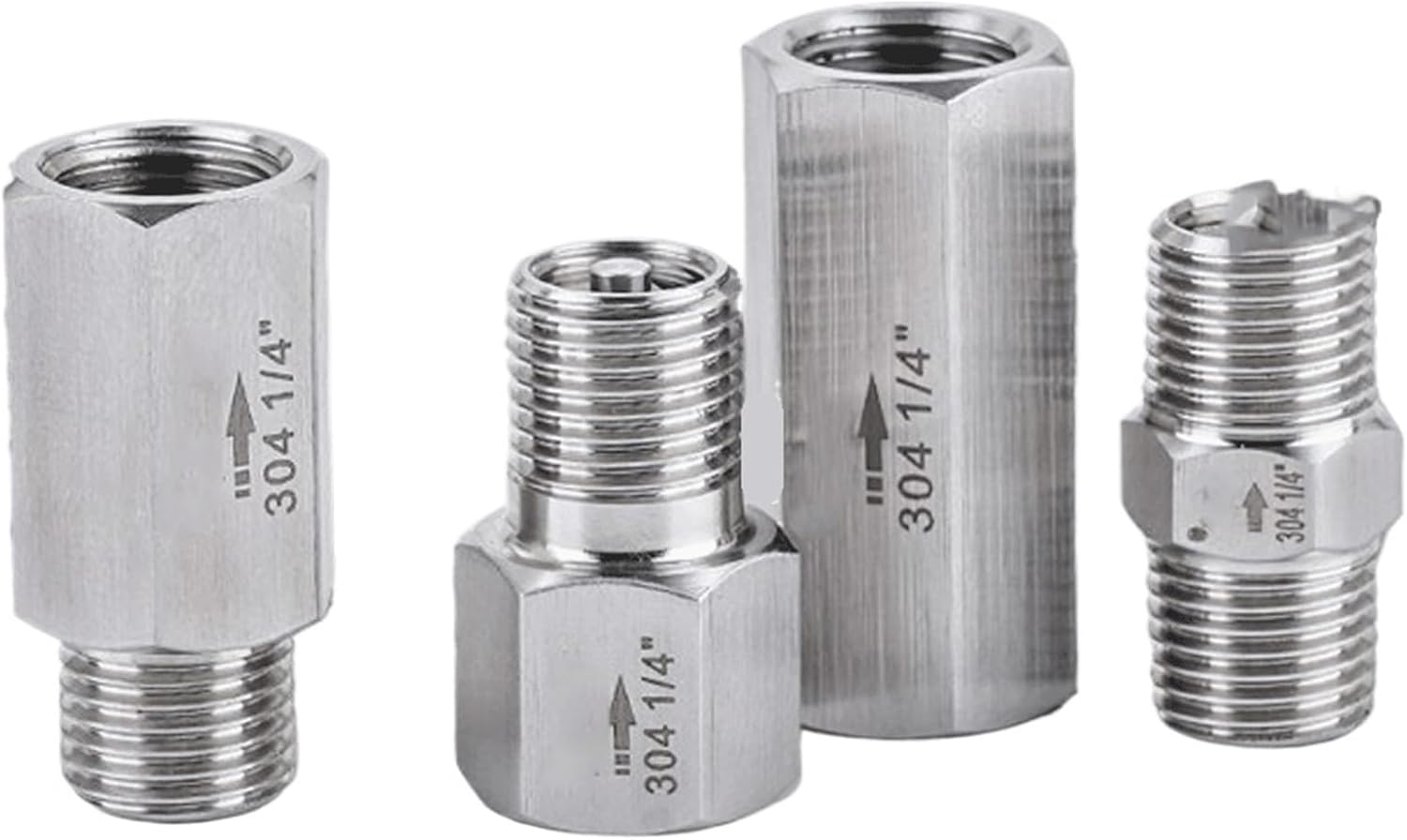 1/8" 1/4" 3/8" 1/2" 3/4" 1" BSPT Female Male 304 Stainlees Steel One Way Non- Check Valve Water Gas Oil High Pressure(G3l8 Male To Female)