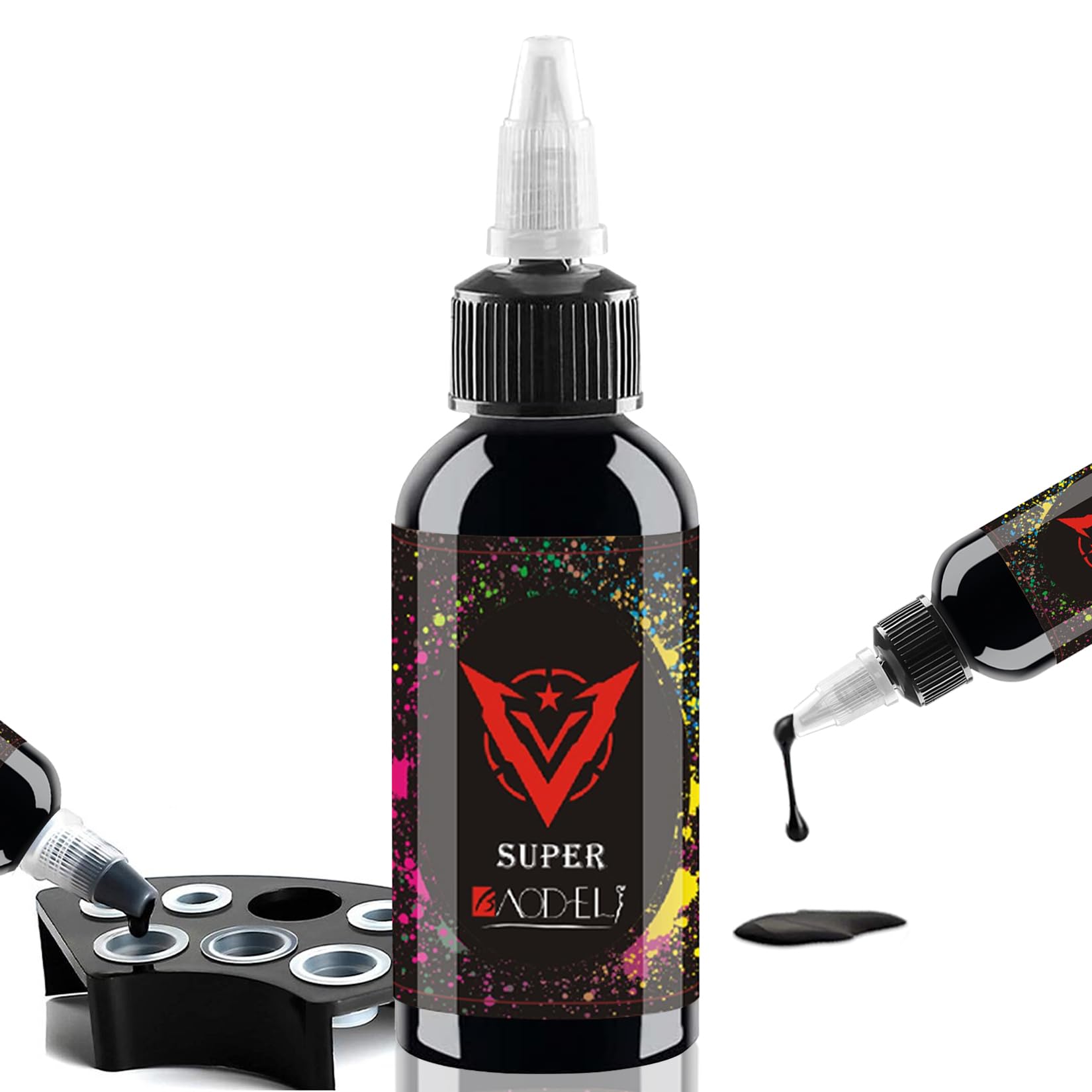 Tattoo Ink Black Professional Tattoo Ink SNDE Small Tattoo Pigment Supplies for Micro Sculpture Makeup Beauty Body Painting Art (1oz Bottle) 30ml