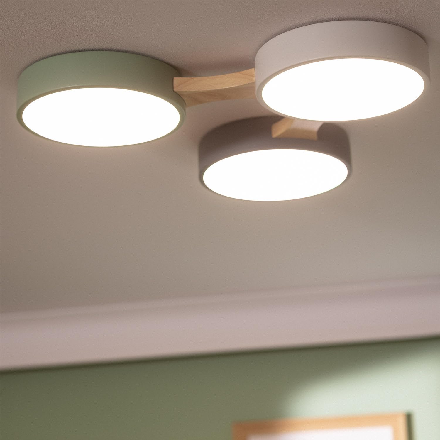 LEDKIA Plafón LED 30W Madera y Aluminio CCT Seleccionable Sams Multicolor | Ideal para Cocina, Comedor, Habitación