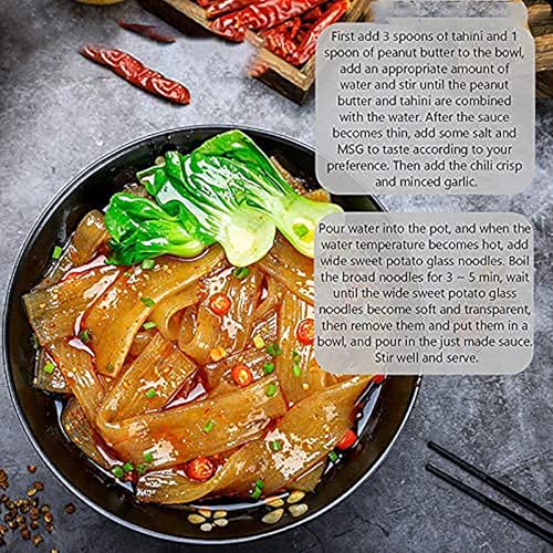 Sweet Potato Glass Noodles, Chewy Wide Glass Noodles、Suitable For Fried Rice Noodles, Soups, And Salads., Gluten-Free, Vegetarian火锅宽粉(3 Packs)21.16oz