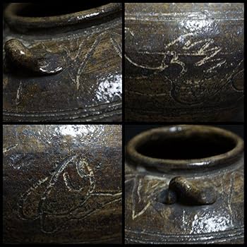 茶道具 伝世 古安南(17～18世紀）釘彫『双龍文』壺 /双耳飾壺 骨董品希少品 Amazon.co.jp: 茶道具 伝世 古安南1718世紀）釘彫『双龍文』壺