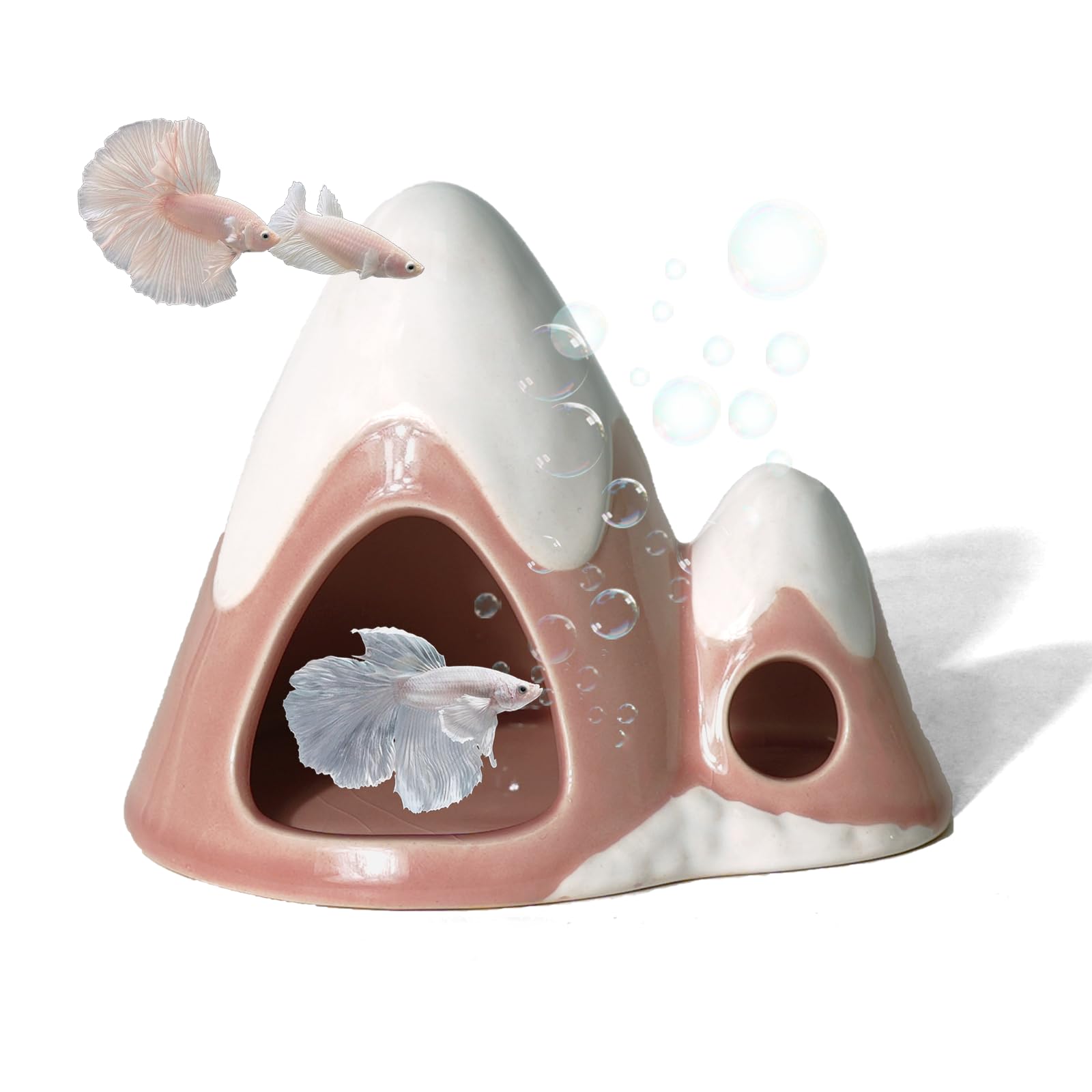 Muiltvoe Aquarium Decor Cave Betta Fish Aquarium Accessories Ornaments Hiding Cave Strawberry House Hideout for Shrimp Cichlid Hermit Crab, Octopus Hiding Breeding for Tank (Pink)