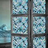 ZiStarlilife Buntglas-Fensterfolie, Privatsphäre, Glasflügeltür-Dekoration, Fensteraufkleber, statische Haftung, UV-Blockierung, für Zuhause, Büro, Badezimmer, Duschtür