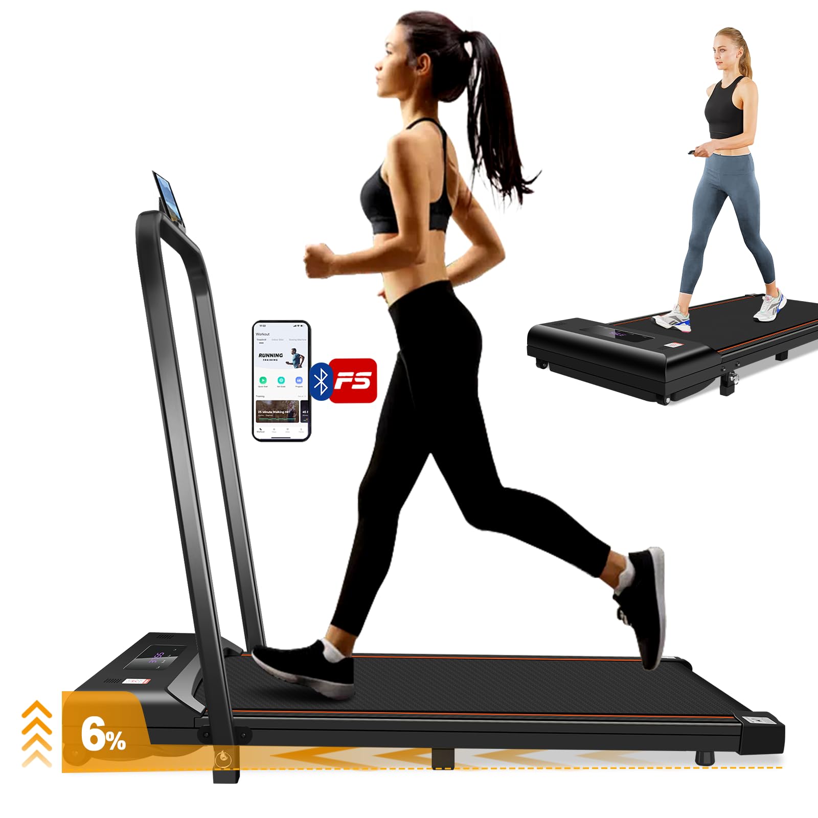 Tapis Roulant Pieghevole Con Inclinazione - 16km/h, 12 Programmi, App Smart, Motore 2.5HP Silenzioso - Foto 9