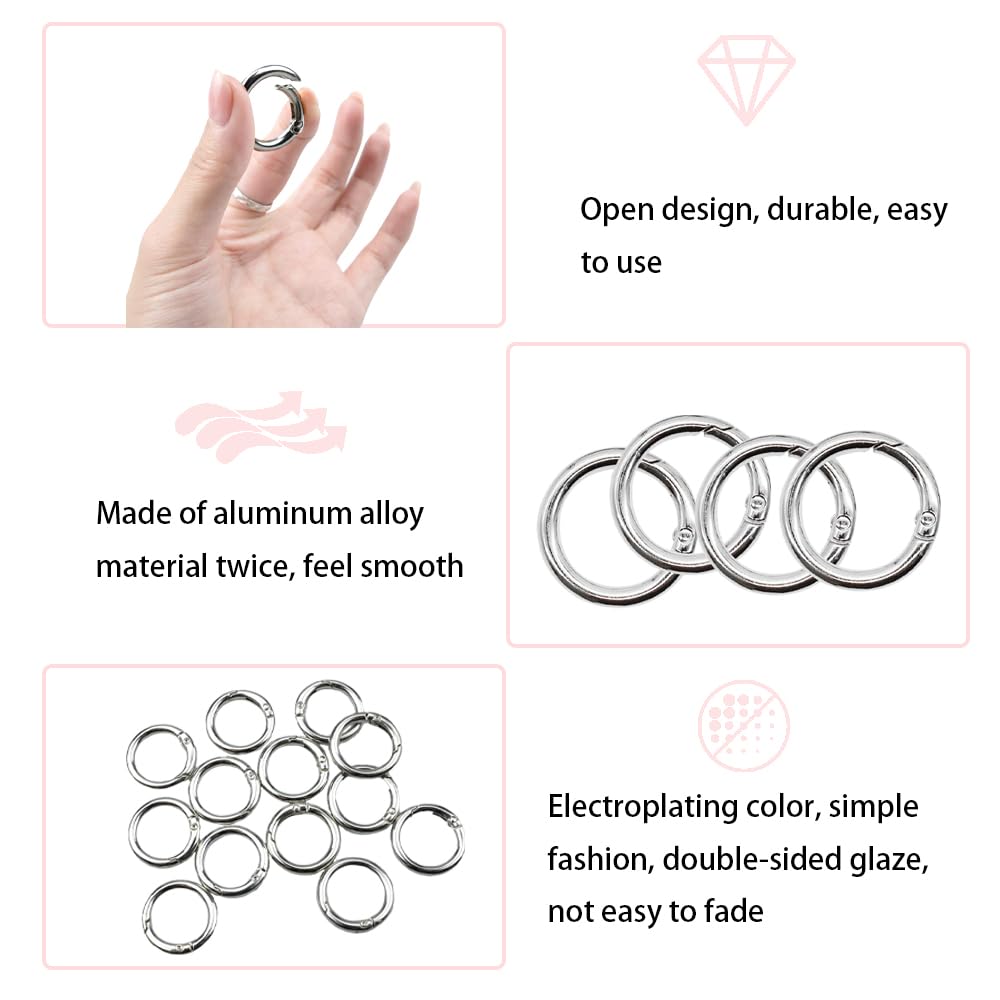 10 Moschettoni Tondi 25mm - In Lega Di Zinco, Clip A Molla, Per Zaini, Portachiavi E Fai Da Te (nero) - Foto 4