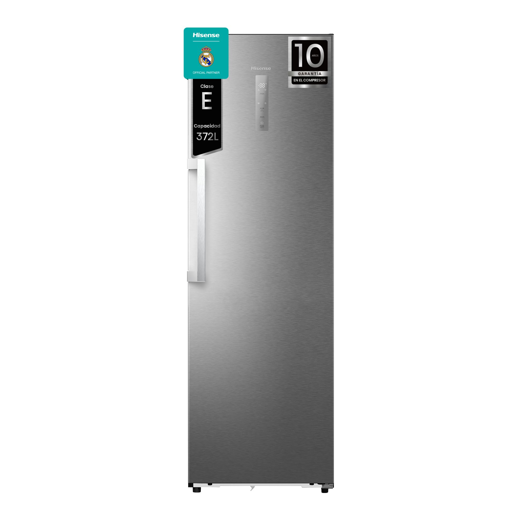 Hisense RL3K370SAIE1 - Frigorífico Una Puerta Total No Frost Kitchen Fit, 372L, 186cm, Ventilación Inferior, Apertura de Puerta 90º, Metal-Tech Cooling, Tirador de Apertura Fácil, WiFi, Inox