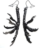 BLACK BIRD FOOT EARRINGS claw talon Raven Crow feet gothic morbid vegan painted metal