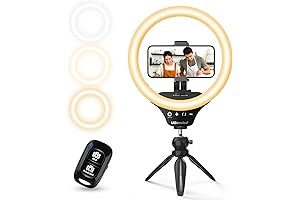 UBeesize 10" Dimmable Makeup Ring Light for Live Streaming, Makeup, YouTube, and TikTok