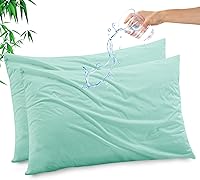 Vista 8 de Funda de almohada impermeable de bambú y rayón de Gogreen, funda de almohada transpirable, protector de almohada refrescante con cremallera, funda