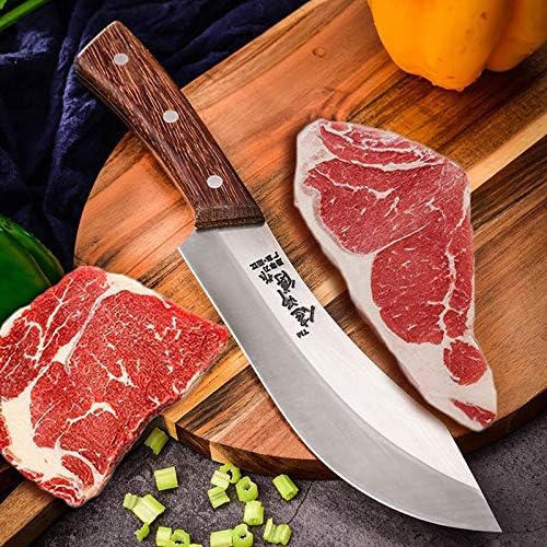 MAYiT Meat Cleaver Knife, 4Cr13Mov Professional Boning Knives Slaughter House Special Butcher Lamb Cattle Bleeding Knife Eviscerating Bone and Meat Knife