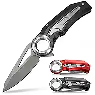Folding Pocket Knife with 8Cr13MoV Steel Blade - 7.87" Heavy-Duty EDC Utility Knife, Anti-Slip Finger Loop, Compact Everyday Carry Knife for Camping, Fishing, Hiking, Survival & Box Cutting (Black)