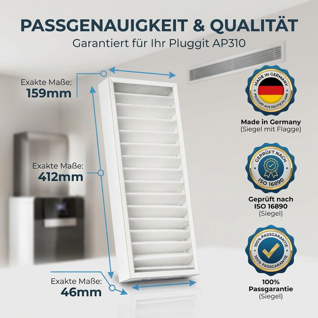 Tops Filter Für Pluggit AP310 | 4x Pluggit Filter G4 | Pluggit Filter AP310 | Ersetzt Original Pluggit APFG4-310 | KWL Lüftungsanlage | Filter | 4x G4 Filter 159x412x46 mm