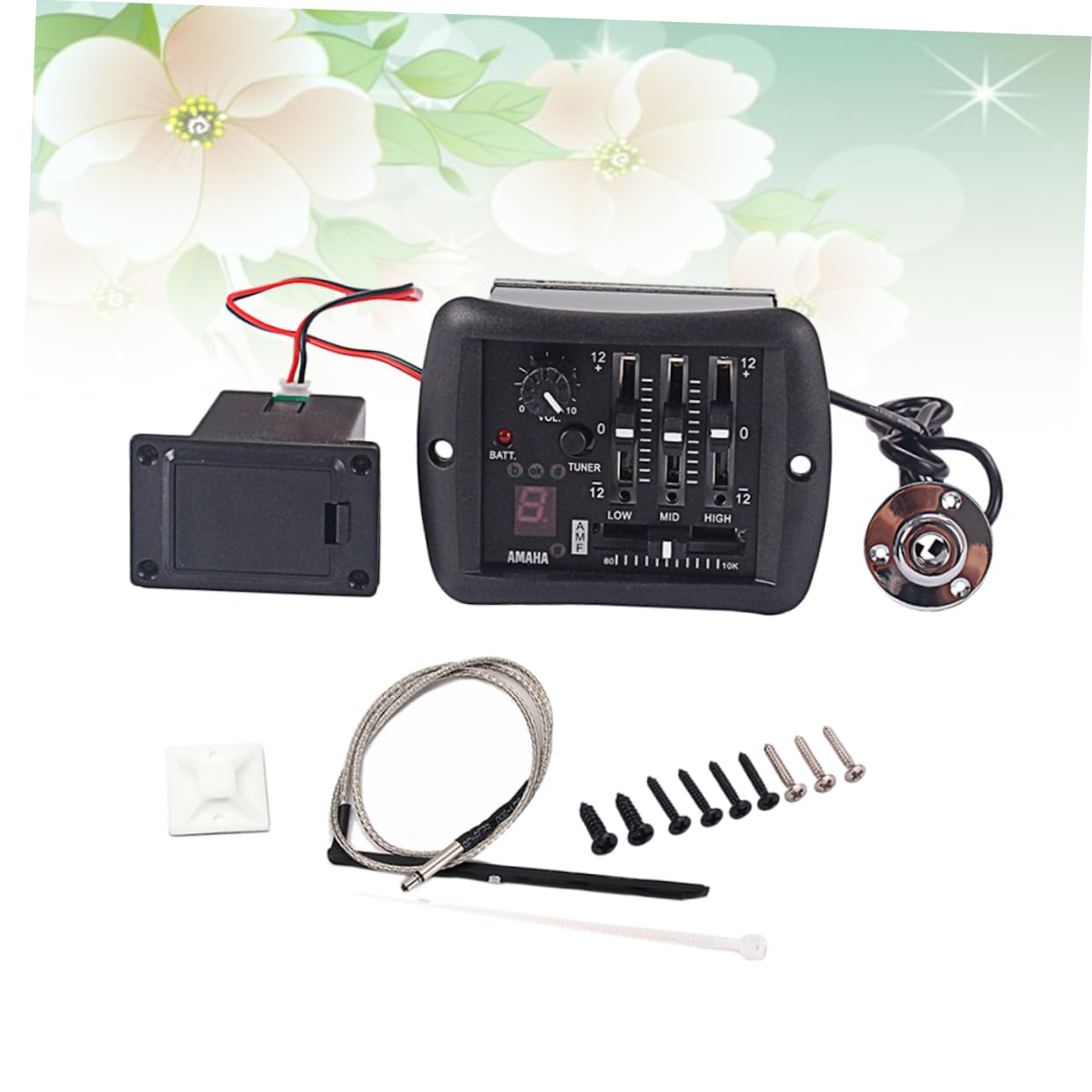 VANZACK Band Eq Acoustic Guitar Preamp with Piezo Pickup Volume Control for Enhanced Sound Easy Installation High Fidelity for Folk and Classical Guitars