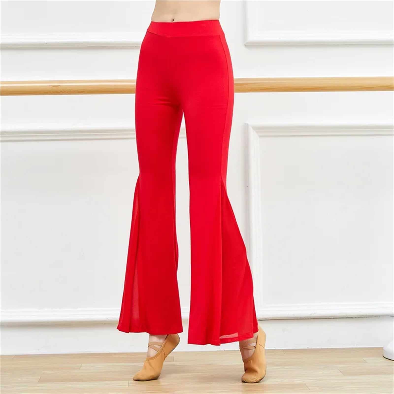 Pantaloni da Ballo Pantaloni da Ballo Latino da Donna Autunno Costume da Danza del Ventre for Adulti Pantaloni da Pratica Svasati Pantaloni Sportivi(Black,M)