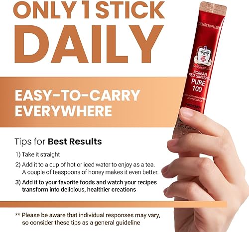 Miniatura 6 de JungKwanJang Pure 100 barras de polvo de extracto de ginseng rojo coreano, 28 unidades