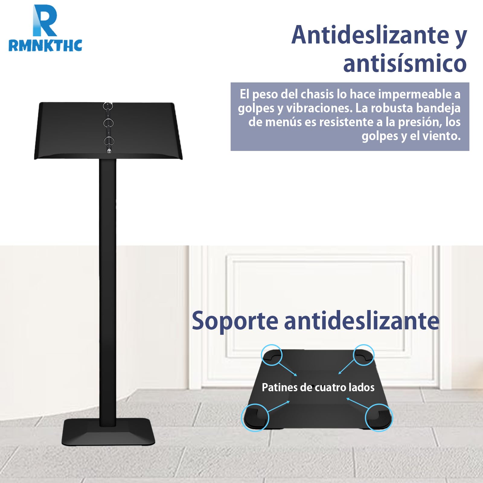Soporte para menús de metal para exteriores, resistente a la intemperie, con juego de herramientas, soporte para restaurante, cafetería, tienda (negro)
