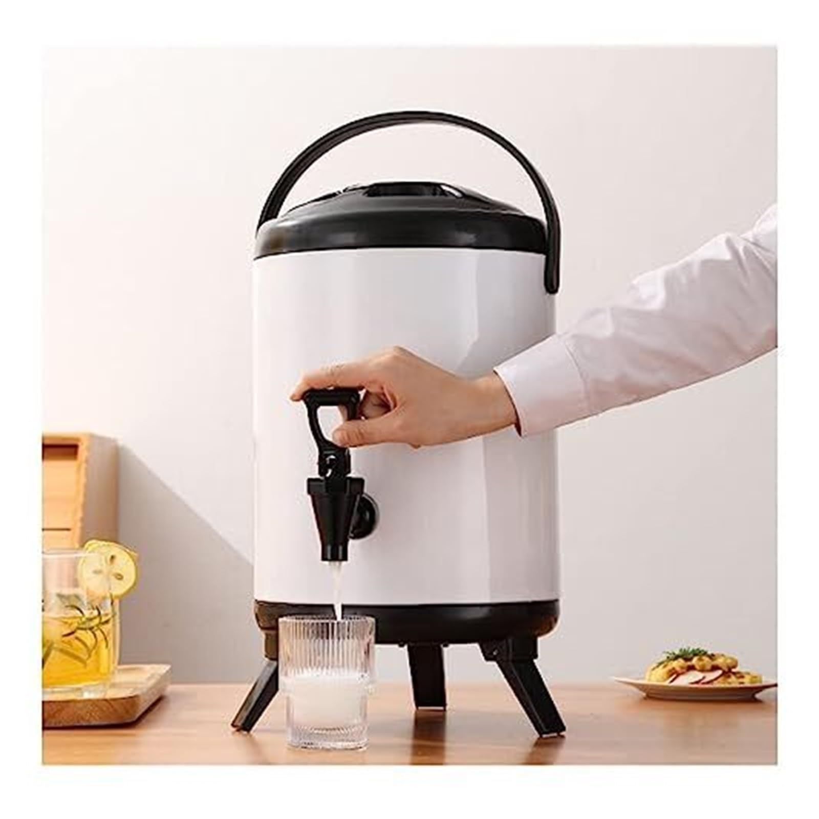 Dispensador de Agua Caliente y Fría Acero Inoxidable - Gran Capacidad (6L, 8L, 10L, 12L) para Fiesta, Oficina y Eventos - Grifo Antigoteo con Tapa Bloqueo