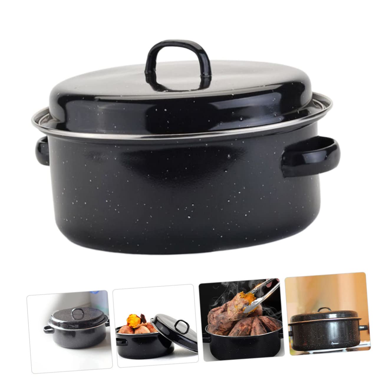 Cabilock Olla Redonda Para Asar Utensilio De Cocina Asador De Patatas y Castañas Fácil De Usar y Limpiar