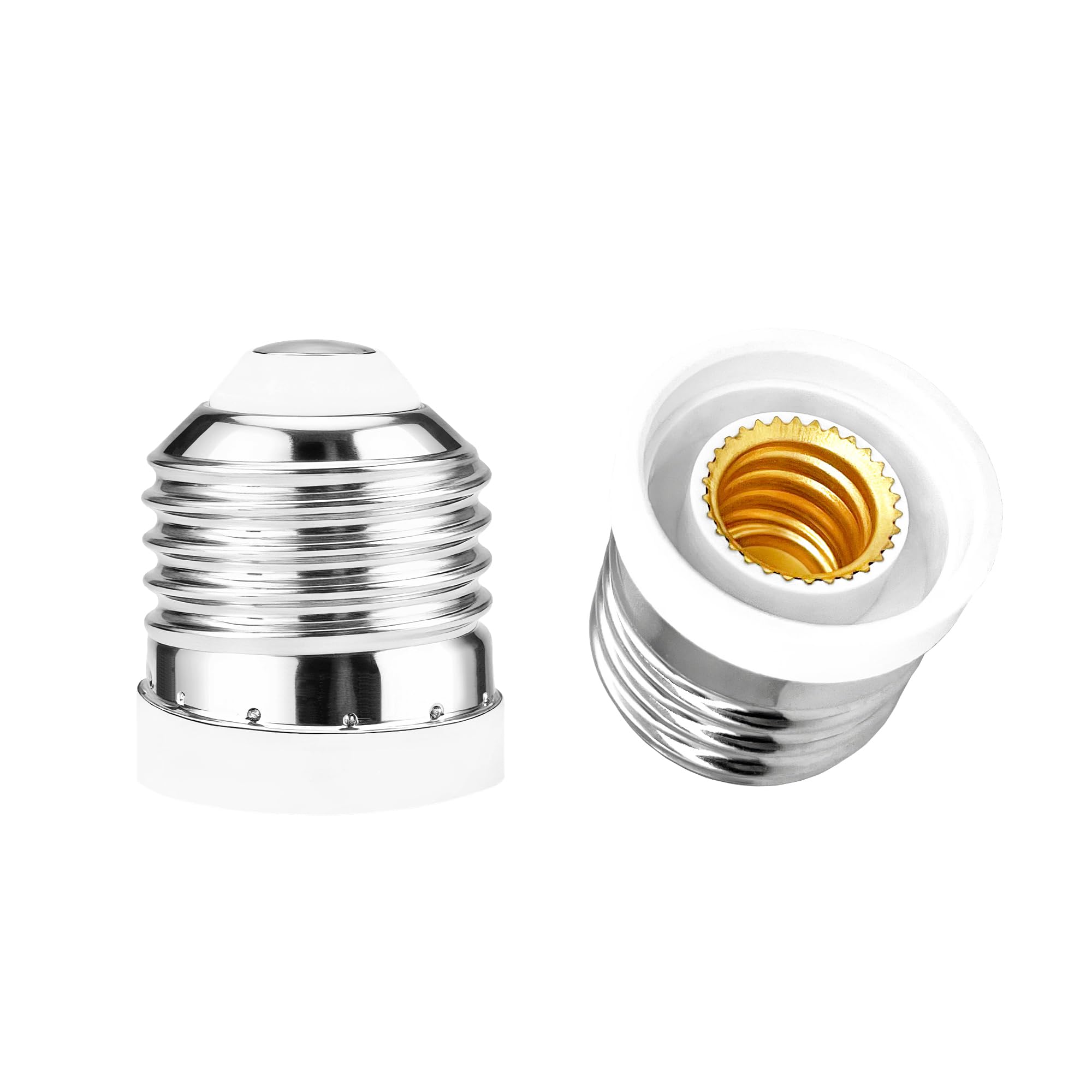 2 Pack E26 to E12 Adapters, ATREFUU E26 Medium to E12 Candelabra Base Light Bulb Socket Adapters for Ceiling Fans, Chandeliers and Wall Lights, 2pcs