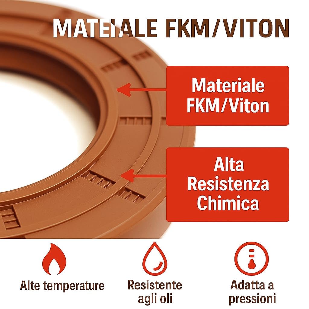 SAMMA PARTS Anello di Tenuta Paraolio FKM 30x40x7mm Doppio Labbro per Alberi Rotanti Alta Temperatura