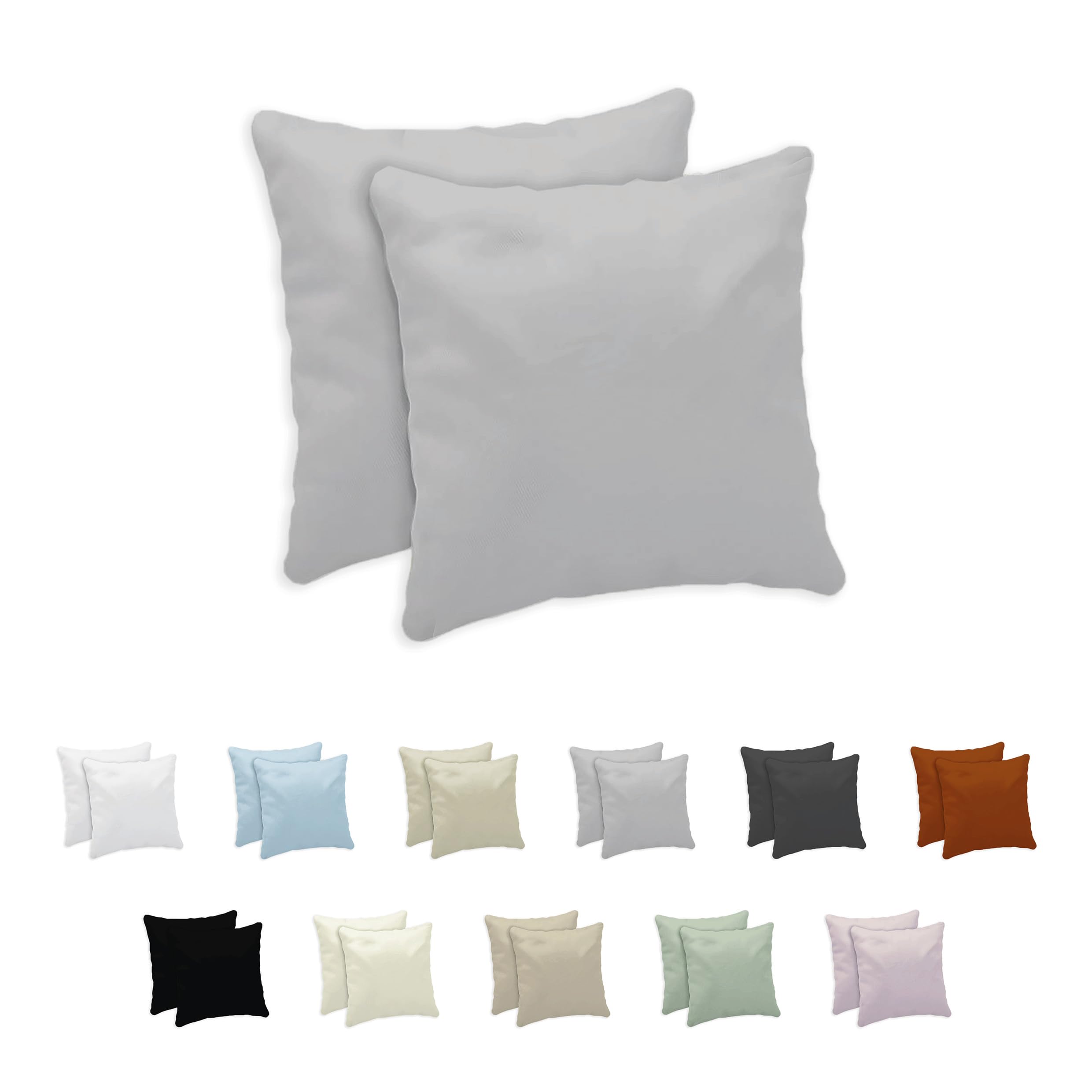 Giovanni Dolcinotti | Set 2 Federe Cuscini Divano 50x50 - Copricuscini Decorativi - 100% Cotone - Fodere con Cerniera - Grigio Perla - Modello Atlanta