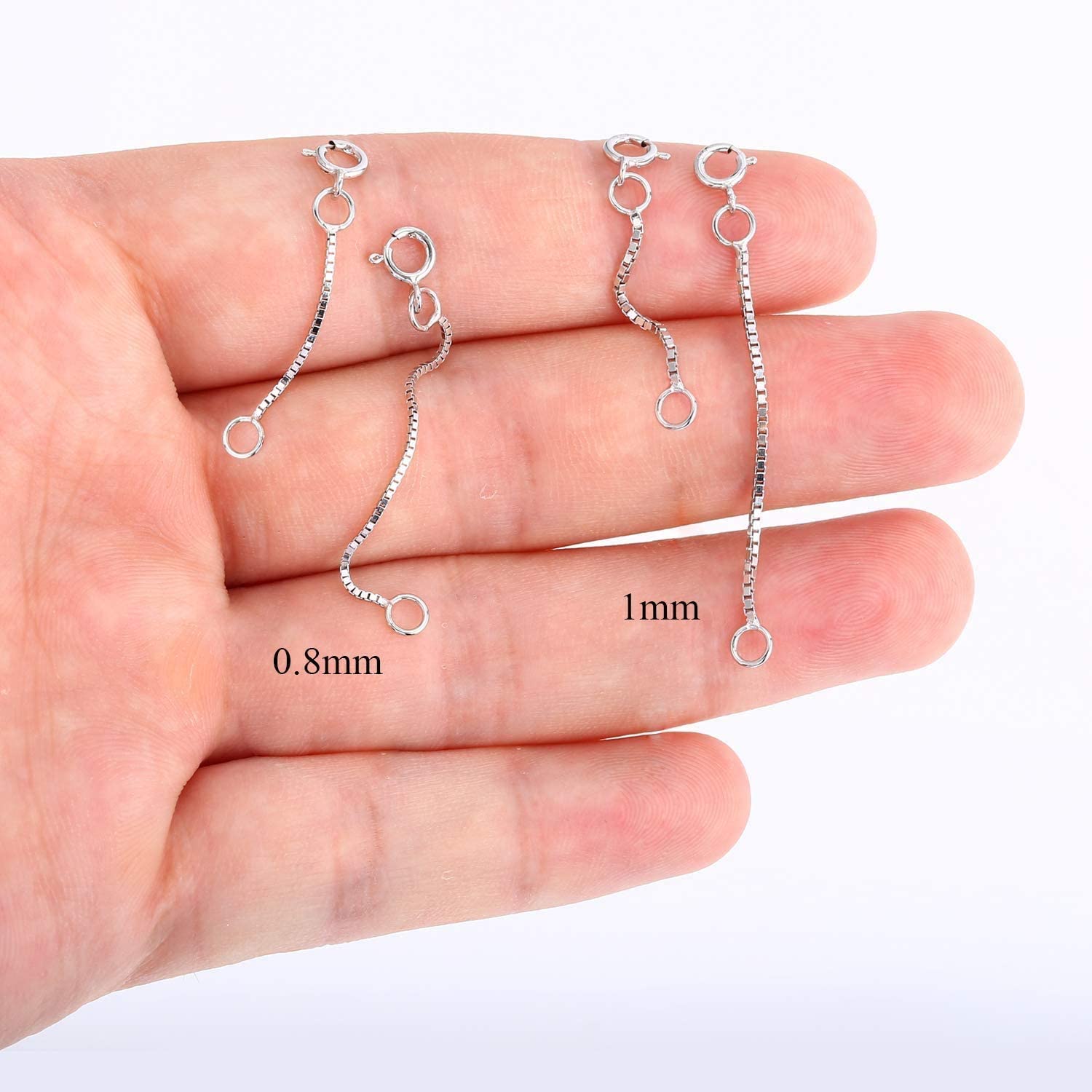 Rallonges De Chaîne En Argent 925 - Lot De 3 (2,5 Cm, 5 Cm, 7,5 Cm) - Pour Collier, Bracelet - Fermoir à Ressort