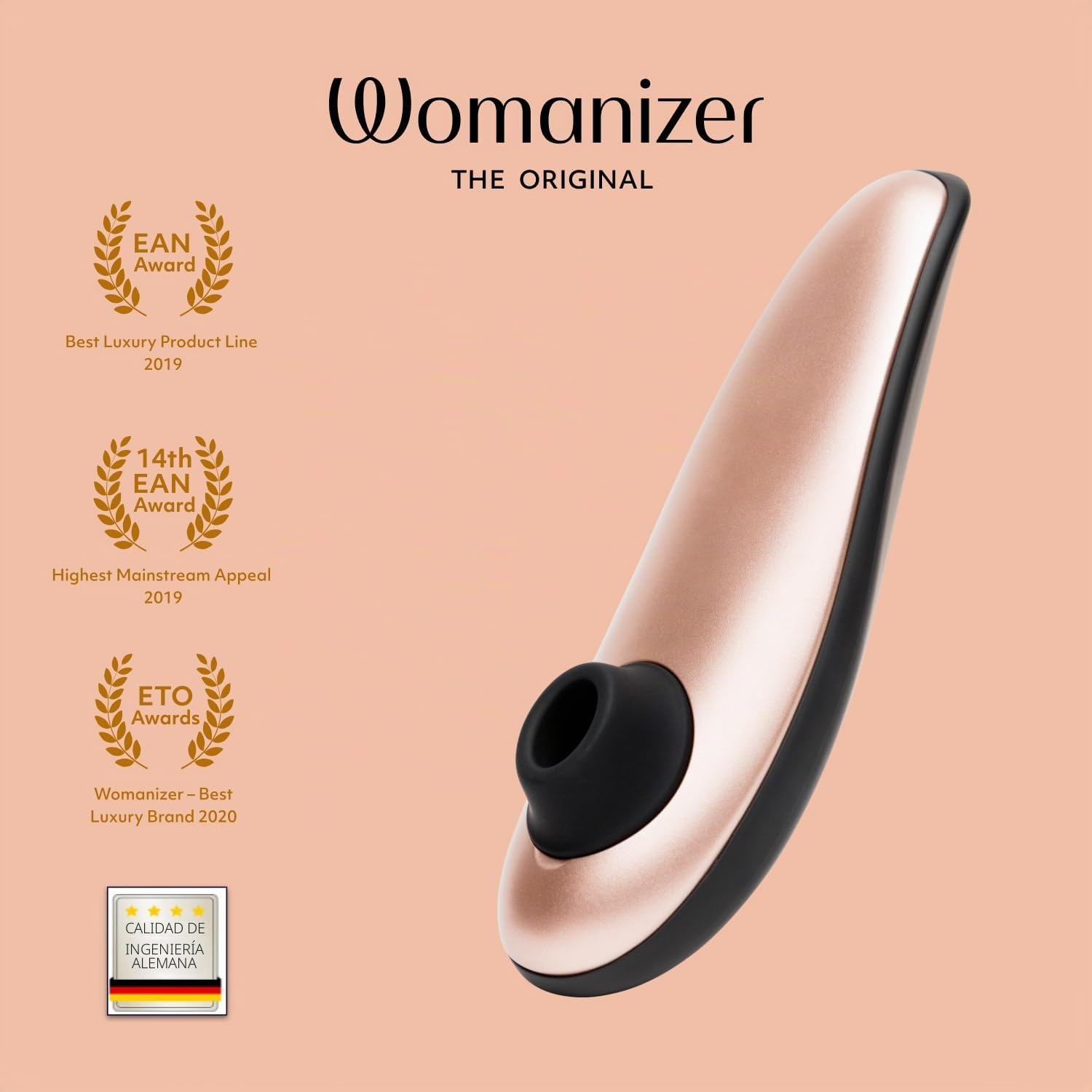 Womanizer Classic Succionador de clítoris - Estimulador de clítoris femenino con 8 niveles de intensidad - Succionador mujer sumergible - Vibrador recargable para mujeres y para parejas - oro rosa