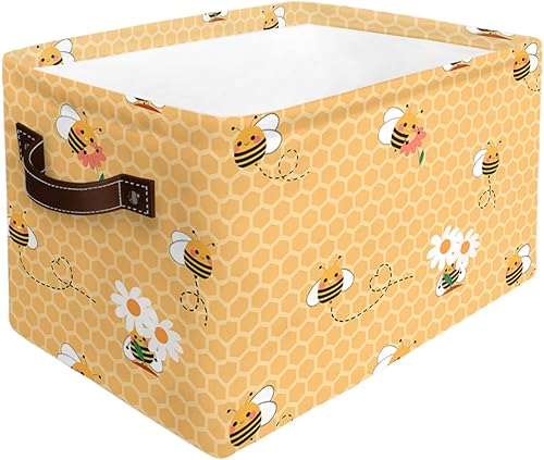 Contenedores de almacenamiento de abejas amarillas para estantes, bonita decoración de abejas de animales para dormitorioguardería, cajas de