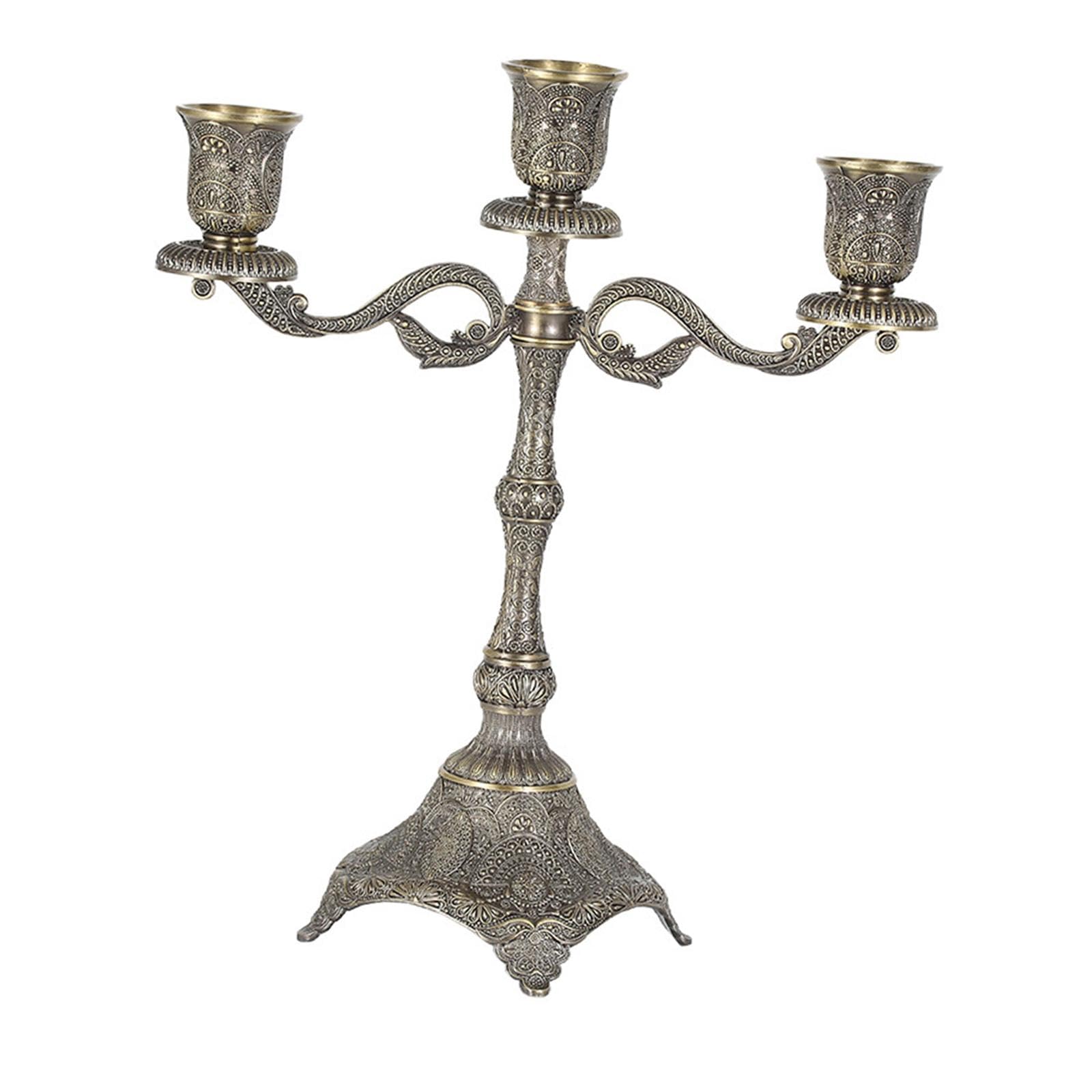 Candelabro Cónico para Decoración de Estilo Rústico, Soporte para Velas, Candelabro para Repisa, Navidad, Hotel, Aniversario, Cena, con 3 Brazos