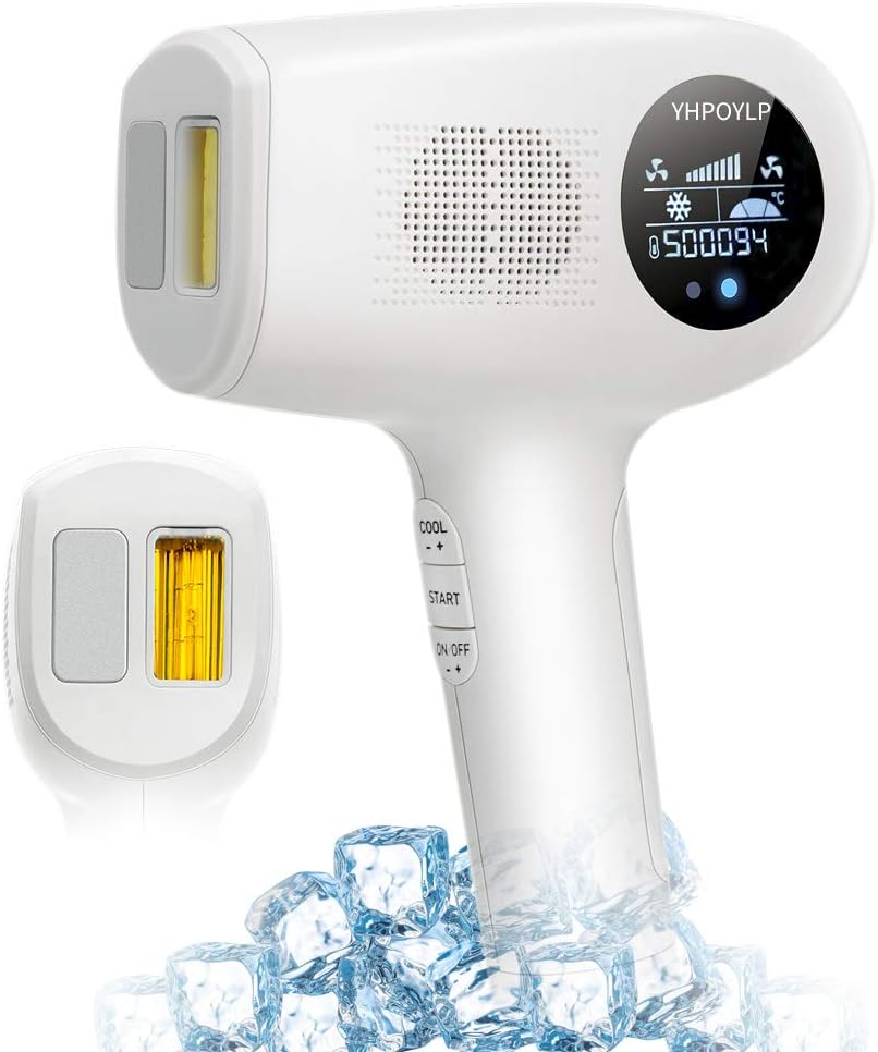 YHPOYLP Facial & Body Permanent Laser Hair Removal for Women and Men - IPL Hair Remover Cold Compress 500,000 Flashes Home Use Hair Removal System