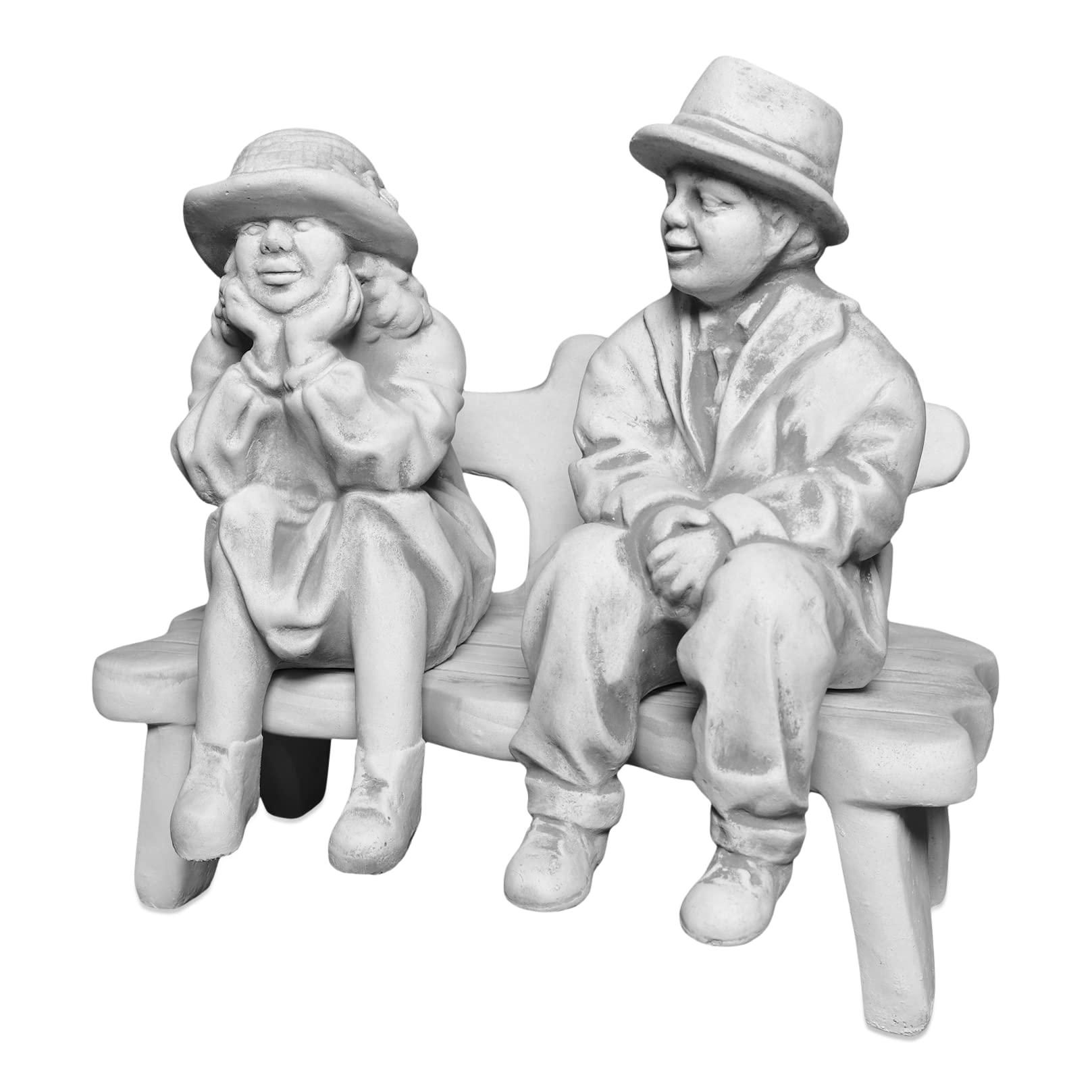 gartendekoparadies.de Personaggio uomo e donna sulla panchina sedile, statuetta in pietra, altezza 43 cm, 24 kg, grigio, resistente al gelo in pietra per esterni