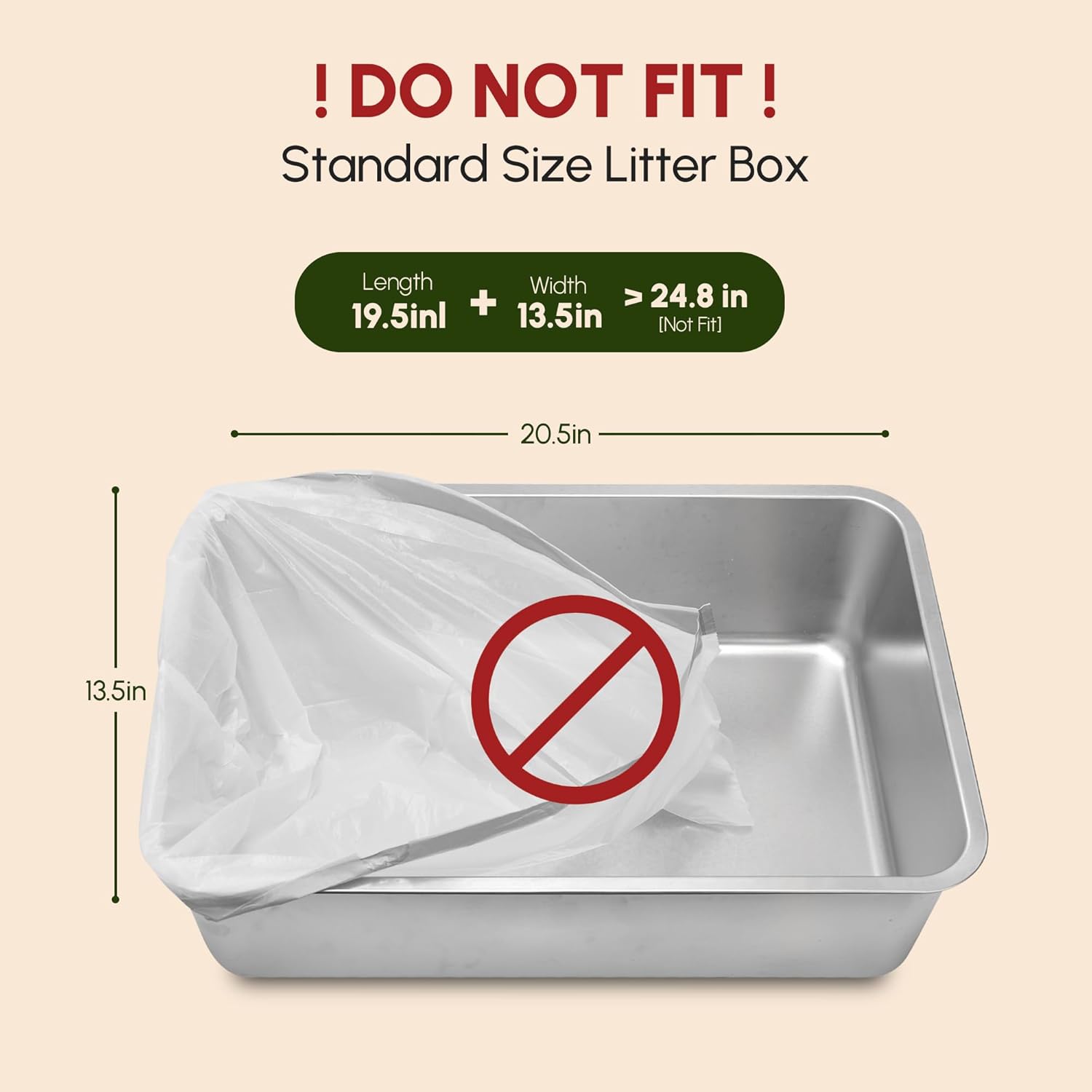 80 Count 24.8" x 12.5" Cat Litter Box Liners for Self Cleaning Litter Box, Extra Thick Heavy Duty Cat Litter Bags Replacement, 9-11 Gallons of Capacity