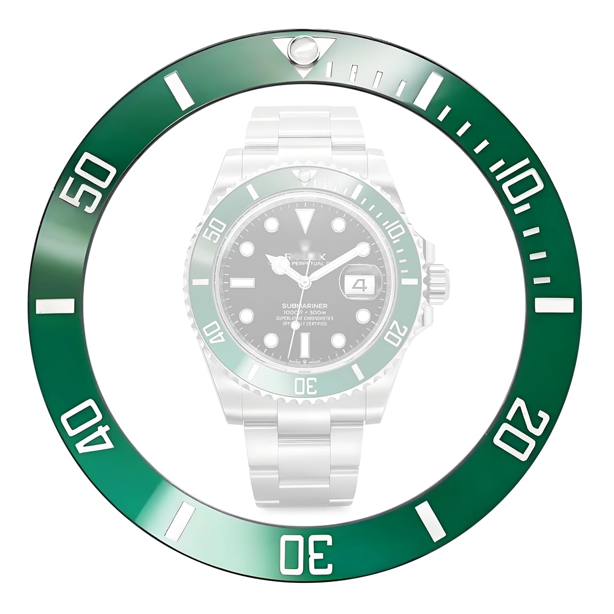 Hicycle2 Unisex Green Watch Bezel Ceramic Bezel Insert Replacement For Rolex Submariner 116610 116613 116618 114060 (Green)