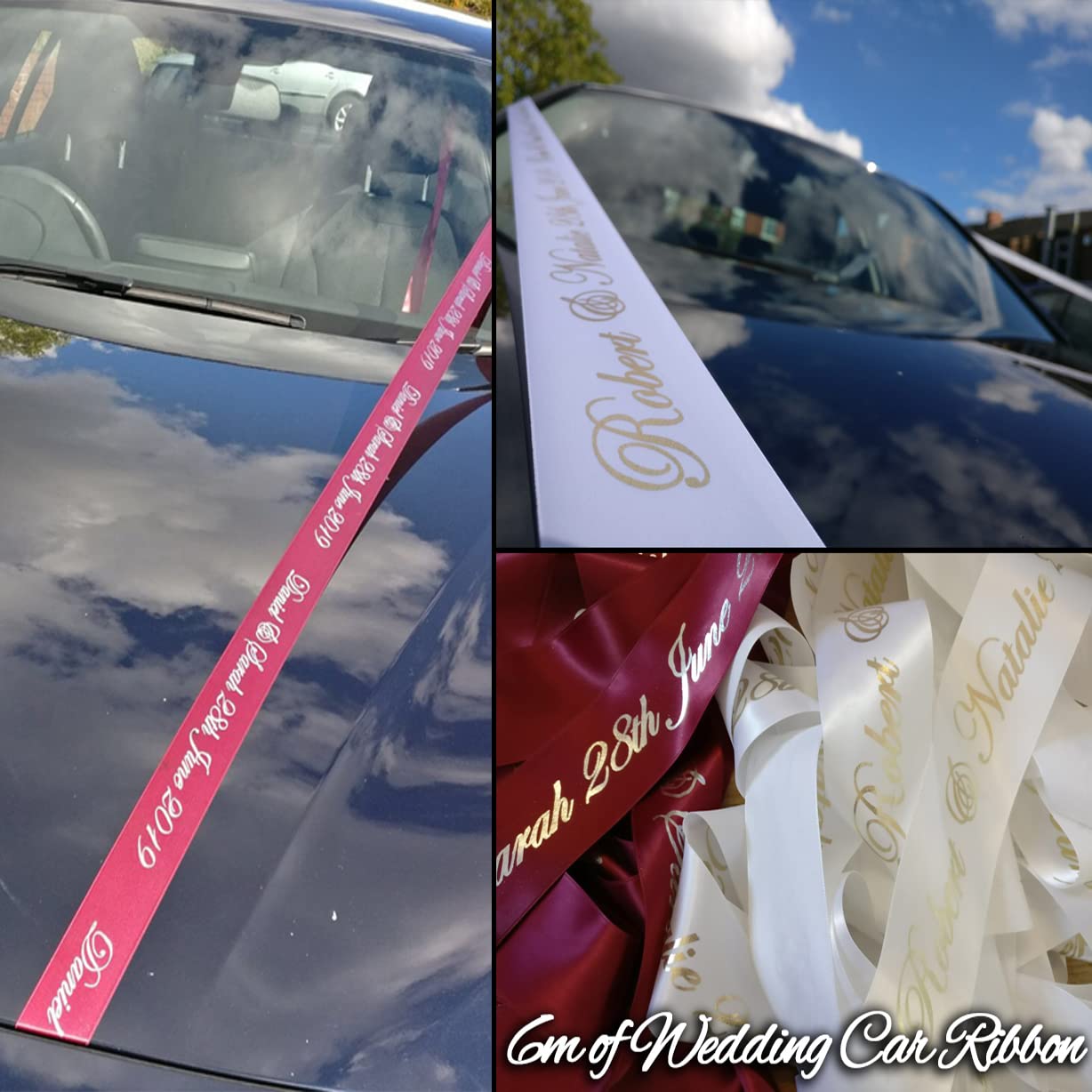 Personalised 6m Wedding Car Ribbon - Wedding Car Ribbon - New Car
