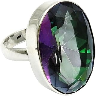 Genuine Mystic Topaz Gemstone Wedding Ring, Natural 925 Sterling Silver Handmade Jewelry, Engagement Gifts For Her, Promise Ring, Cocktail Ring, Birthday Gifts, Mothers Day Gifts (mystic-topaz)