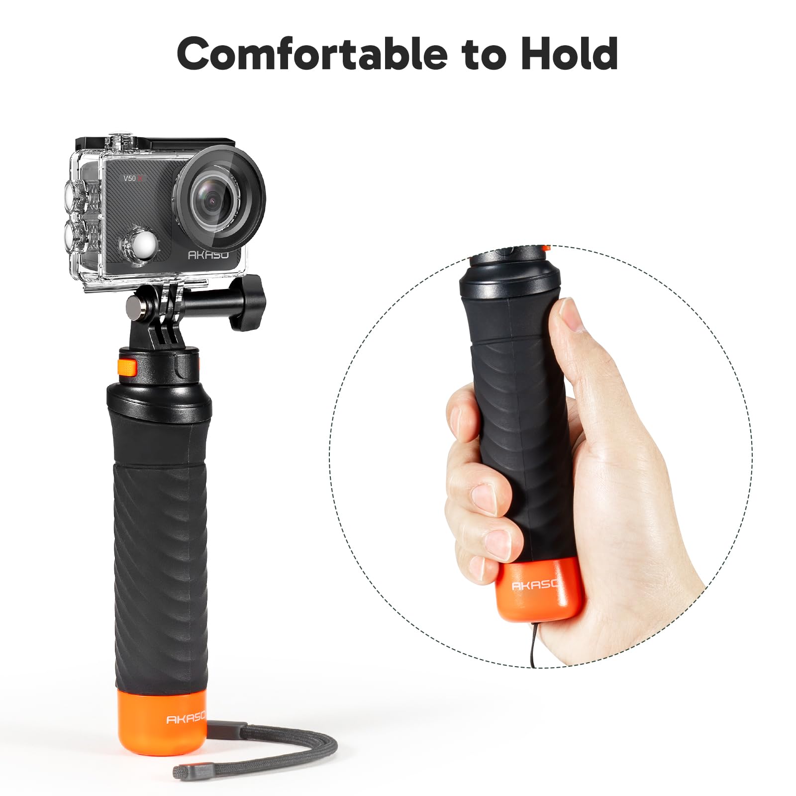 AKASO V50 X Caméra Sport Kit de Poignée Flottant- Comprend 20MP Camera Sport 4K Etanche 30FPS avec Poignée Flottant pour Action Camera Sportive, Sac de Rangement, 2 Batteries et Plus