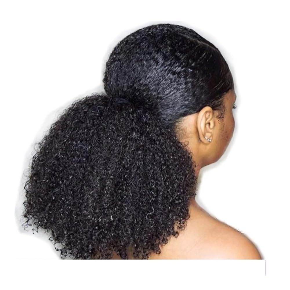 Ponytail Extension Extensions de cheveux humains Remy à enrouler, queue de cheval afro crépue et bouclée, longueur 25 à 60 cm(12inch)