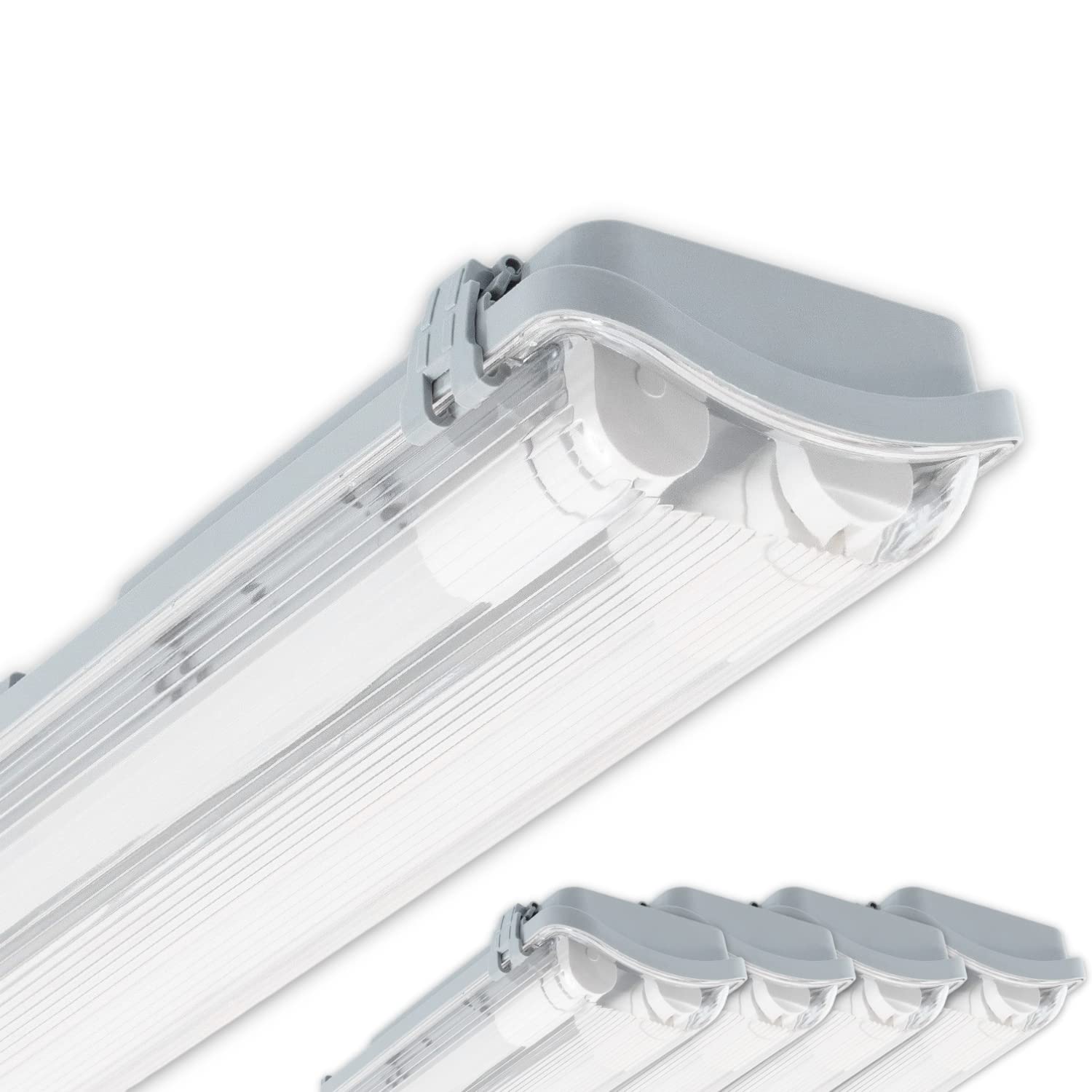 CLAR - Pantalla Estanca LED 18W, Pantallas Estancas Tubos LED, 18W 2 Tubo 120cm, Tubos No Incluidos (Pack 5)