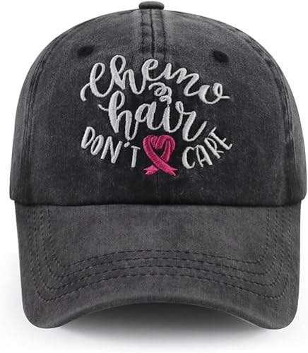 Tbstlumd Chemo Hair Don't Care - Gorra de béisbol para mujer, divertida gorra de béisbol bordada ajustable de algodón rosa