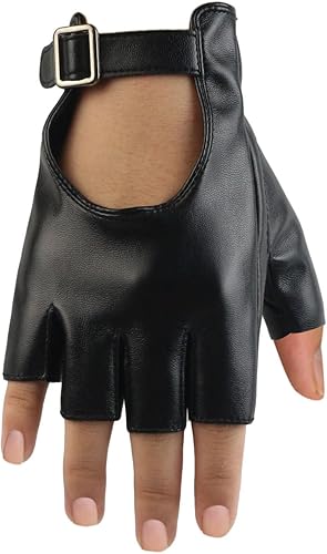 Miniatura 3 de Long Keeper Guantes sin dedos para mujer, guantes de piel sintética de medio dedo, guantes sin forro para motocicleta, ciclismo, conducción, sin