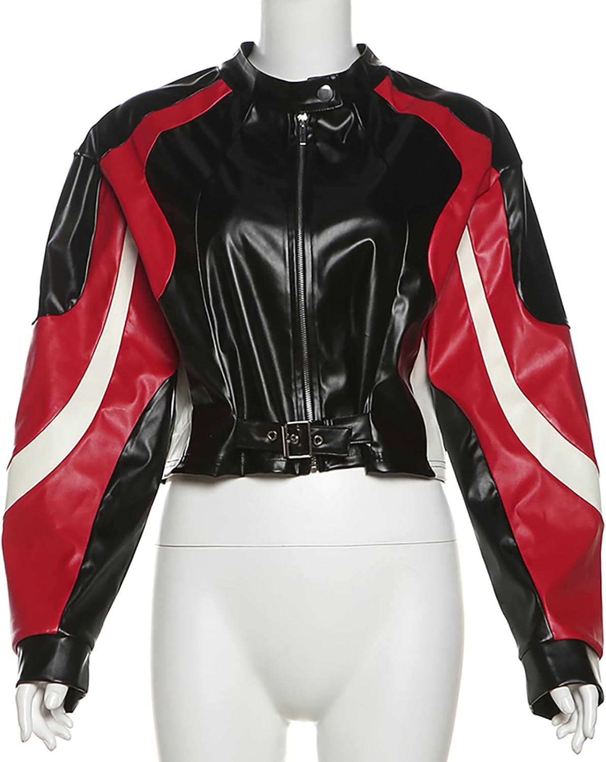 Womens Faux Leather Jackets Zipper Motorcycle Outwear Short Coat