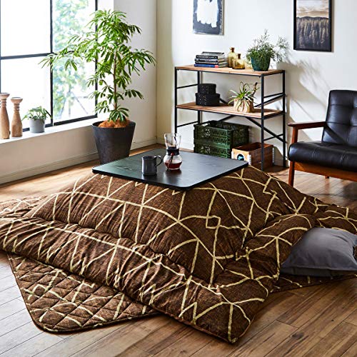 こたつセット こたつ布団 正方形 フォルム ブラウン (台: ブラック)【IT-GSL】 こたつ3点セット (掛敷セット 190×190cm こたつ台 70×70cm) 厚掛け シンプル #5996500+9810036#1858