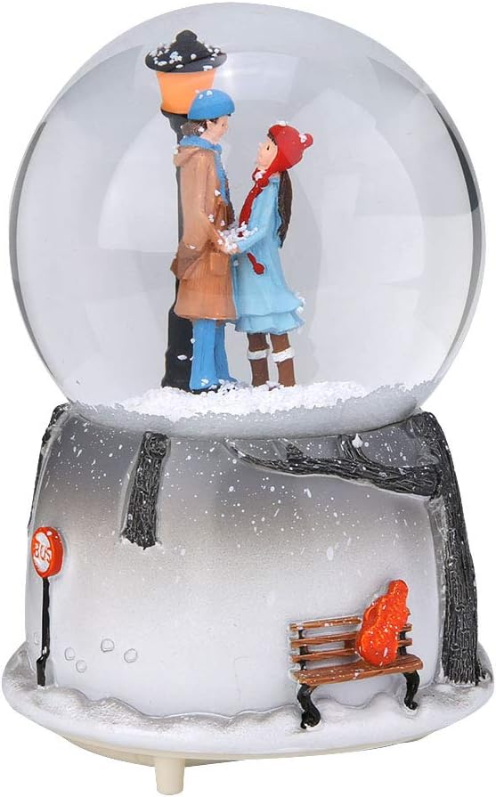 LED Musical Snow Globe, The Lovers Statue Light Lamp Music Box Crystal Ball with Base and Colors Change, Night Light Desktop Ornament Home Decor Christmas Children's Day Gift